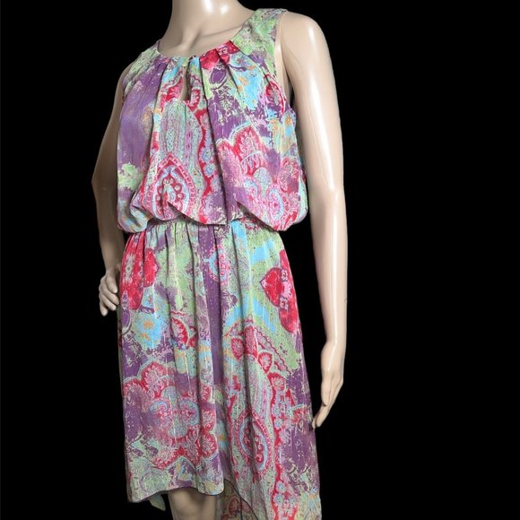 339. Marc New York - Multi Colored High-Low Gold Thread Dress S - Picture 1 of 6